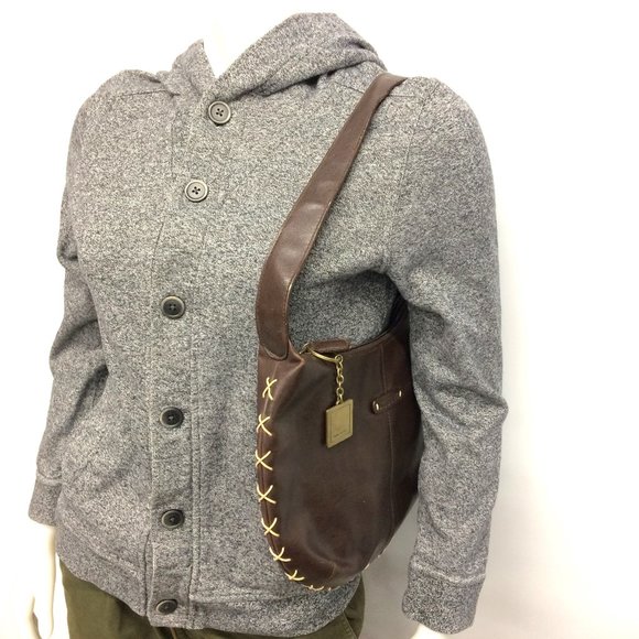 Nine West Jaguar Leather Ladies Bag with Extra Large Stitching - Picture 1 of 7